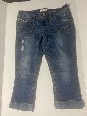 lei Dark Blue Distressed Cropped Jeans